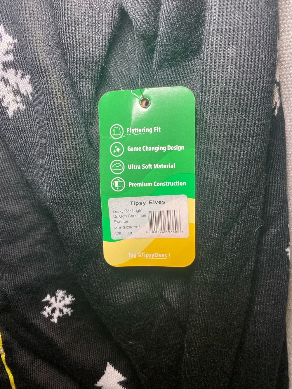 Tipsy Elves Men’s Leaky Roof Light Up Ugly Christmas Sweater Size 5XL NWT
